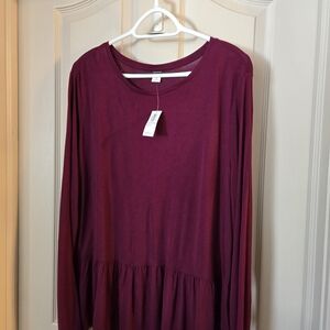 Old Navy Deep Purple Long Sleeve Peplum Top